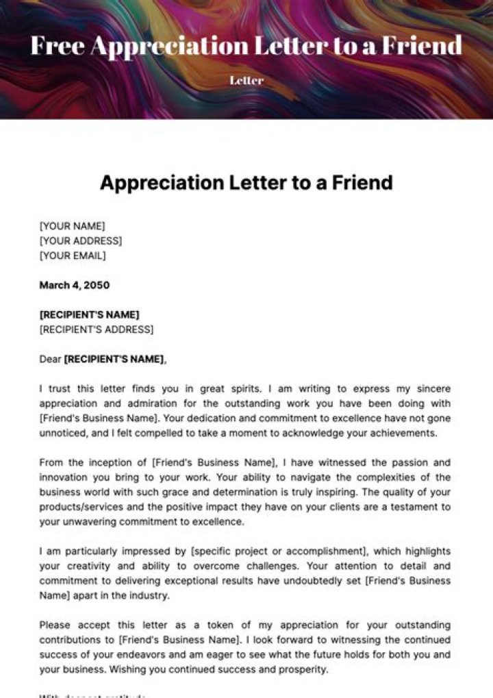 How do you appreciate a friend letter?