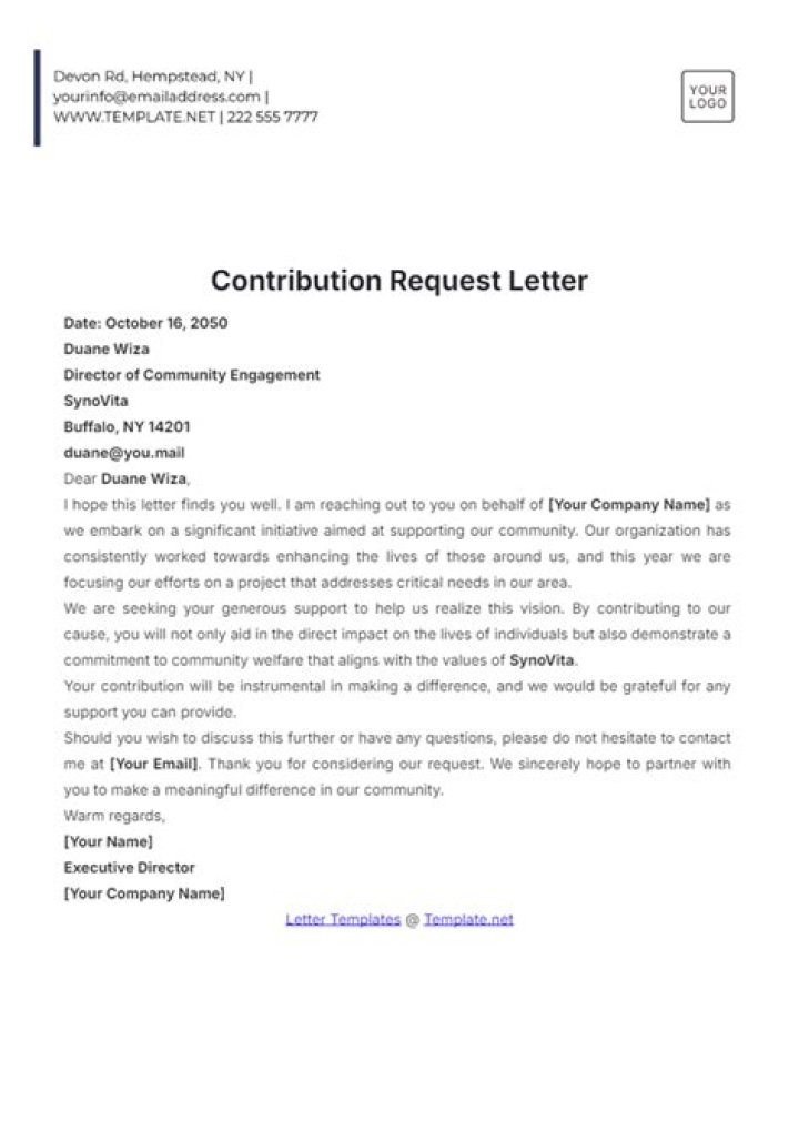 How do you end a contribution letter?