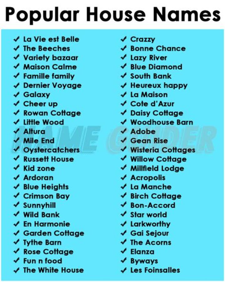 What are good names for houses?