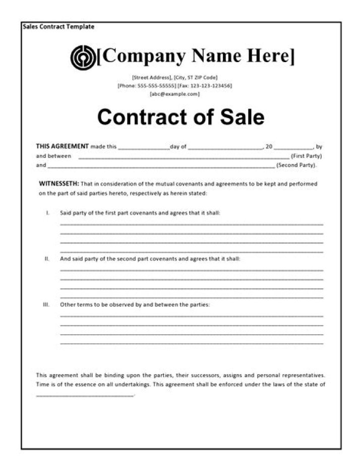 What are the required sides of contract of sale?