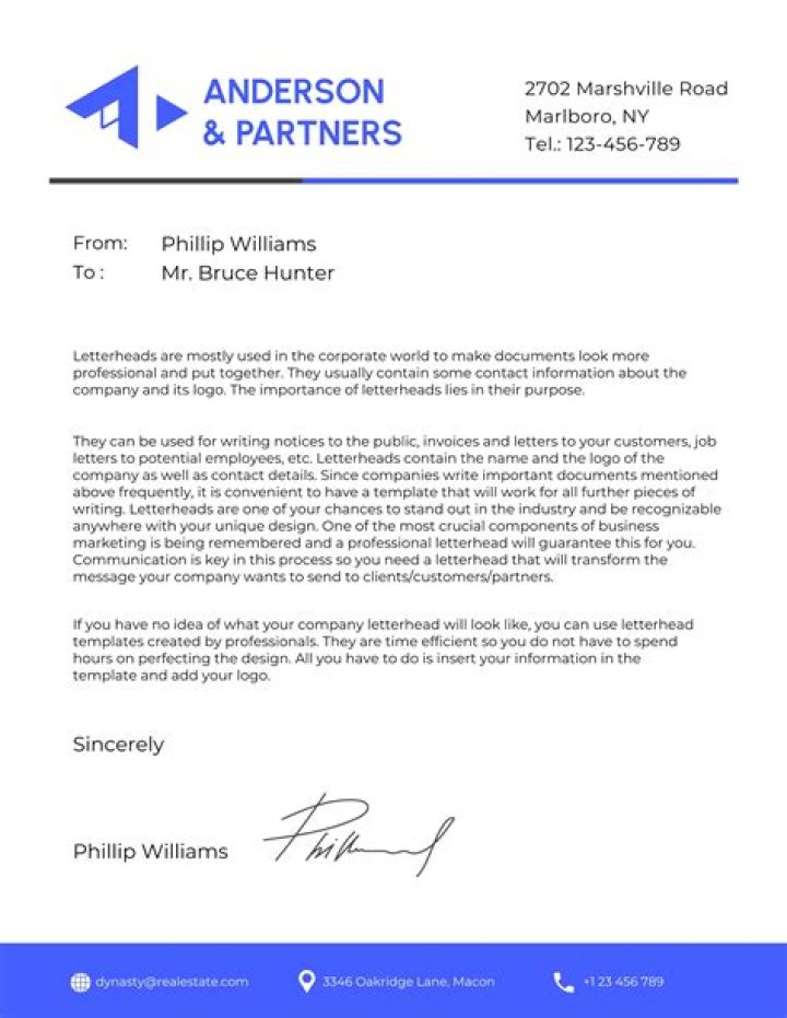 What information should be on letterhead?