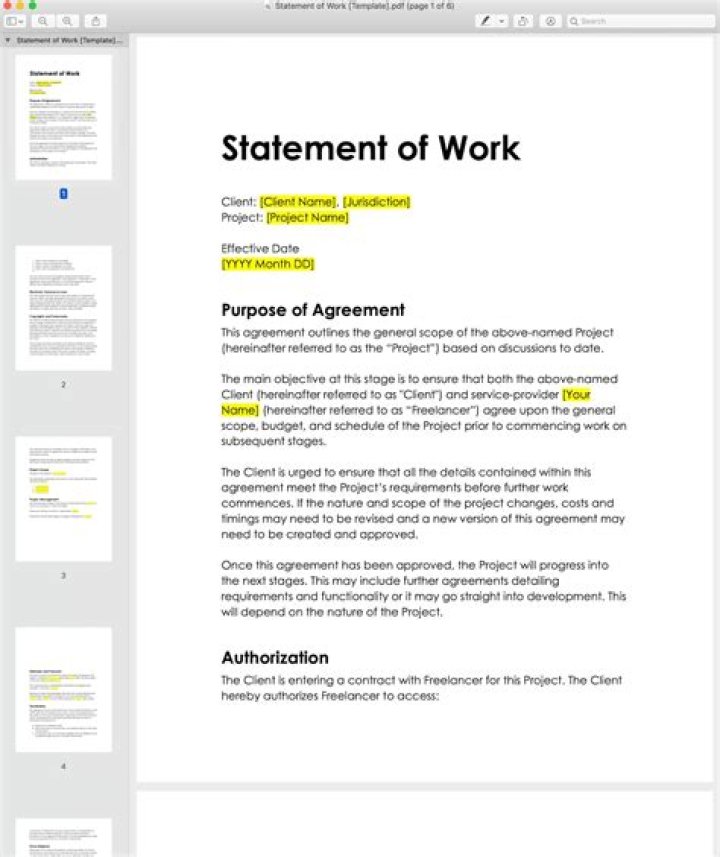 What should a statement of work include?