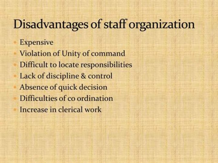 Which is not the correct disadvantages of staff organization?